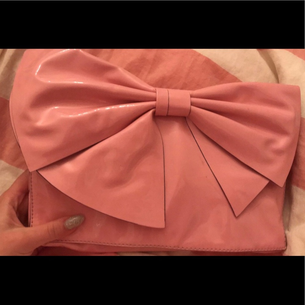 Valentino Millennial Pink Patent Bow Clutch!